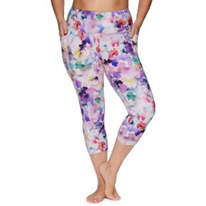 RBX Active Women's Plus Size Fashion Athletic High Waist Running Yoga Squat Proof Capri Leggings with Pockets
