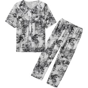 Hupohoi Big Girls Button Down Pajamas Short Sleeve Long Pants Sleepwear 2PCS Tie-Dye Patterns Cartoon Panda Nighty Loungewear in Kuwait