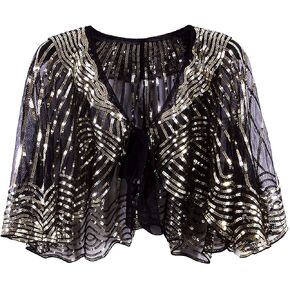 VIJIV 1920s Vintage Style Cape Jacket Embellished Bridal Shawl Capelet Flapper Bolero Cover Up Gatsby Party in Kuwait