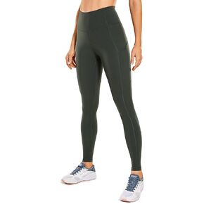CRZ YOGA Women's Naked Feeling Light Running Leggings 28 Inches - High Waisted Compression Workout Pants with Pockets
