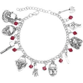 ABONDEVER Freddy Krueger Jason Bracelet American Horror Movies Classic Story Horror Cosplay Charm Bracelet Fans Jewelry for Men Women Girls