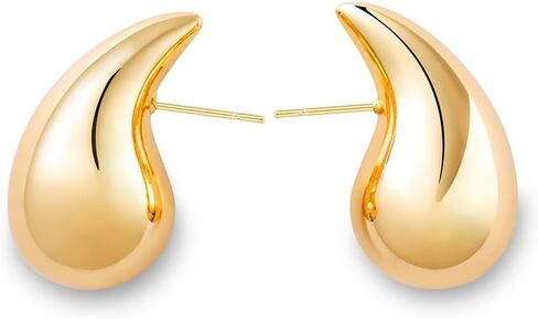 Ascona 25/32/47mm Chunky Gold Hoop Earrings for Women | Lightweight Tear Drop Earrings | Gold Drop Earrings for Women in Kuwait
