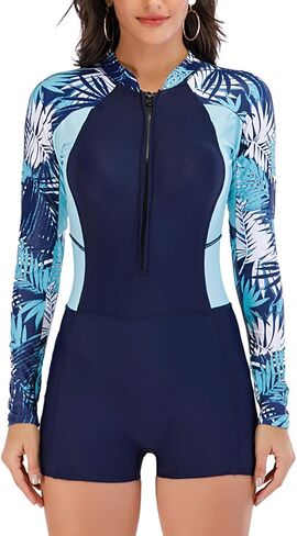 YATEEN Women's UPF 50+ Rash Guard One Piece Long Sleeve Swimsuit with Zipper in Kuwait