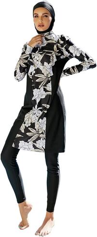 IKADEX Modest Women Muslim Swimwear Full Coverage Long Sleeve Swimsuit Hijab 3pcs Burkini Islamic Bathing Suit in Kuwait