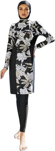 IKADEX Modest Women Muslim Swimwear Full Coverage Long Sleeve Swimsuit Hijab 3pcs Burkini Islamic Bathing Suit in Kuwait