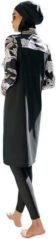 IKADEX Modest Women Muslim Swimwear Full Coverage Long Sleeve Swimsuit Hijab 3pcs Burkini Islamic Bathing Suit in Kuwait