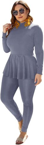 AWIBMK Muslim Swimsuits for Women Plus Size Full Coverage Swimwear Modest Islamic Hijab Ladies Swimming Burkini Bathing Suit in Kuwait