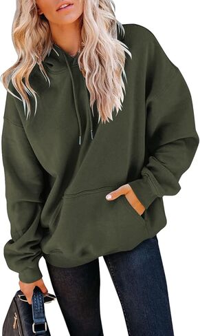 Yuccalley Women's Long Sleeve Fashion Pocket Hoodies Casual Pullover Tops in Saudi Arabia
