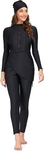 AWIBMK Muslim Swimsuits for Women Full Coverage Swimwear Modest Islamic Hijab Ladies Burkini Swim Suit Beachwear Swimming in Kuwait
