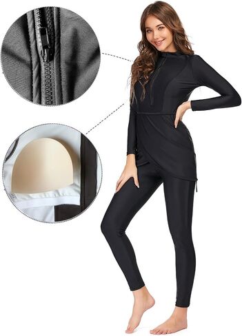 AWIBMK Muslim Swimsuits for Women Full Coverage Swimwear Modest Islamic Hijab Ladies Burkini Swim Suit Beachwear Swimming in Kuwait