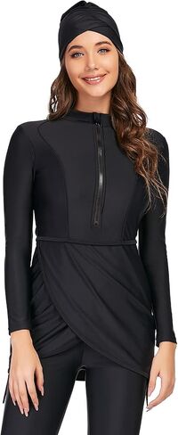 AWIBMK Muslim Swimsuits for Women Full Coverage Swimwear Modest Islamic Hijab Ladies Burkini Swim Suit Beachwear Swimming in Kuwait