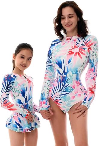 Women and Girls Matching Swimsuit: Long Sleeve One Piece Rash Guard Bathing Suit UPF 50+ (Please Order Separately) in Kuwait