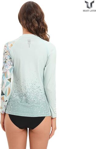 HUGE SPORTS Women's Rash Guard Long Sleeve Sun Protection UPF 50+ Swimwear Shirts Quick Dry Swimsuit Surf Top in Kuwait