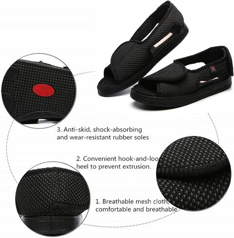 JIONS Women Men Adjustable Velcr Extra Wide Shoes Swollen Feet Diabetic | Edema Boots Slippers Indoor Outdoor Sandals Unisex Large Size 5-14 in Saudi Arabia
