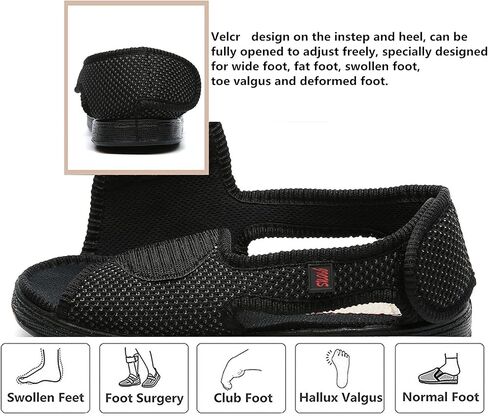 JIONS Women Men Adjustable Velcr Extra Wide Shoes Swollen Feet Diabetic | Edema Boots Slippers Indoor Outdoor Sandals Unisex Large Size 5-14 in Saudi Arabia