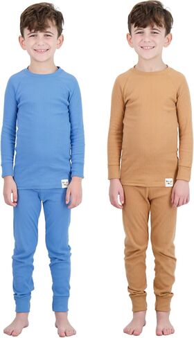 Sleep On It 4 Piece Rib Knit Pajama Sets for Boys and Girls - 100% Organic Cotton Soft and Comfortable Kids Sleepwear in Kuwait