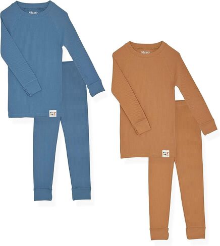 Sleep On It 4 Piece Rib Knit Pajama Sets for Boys and Girls - 100% Organic Cotton Soft and Comfortable Kids Sleepwear in Kuwait