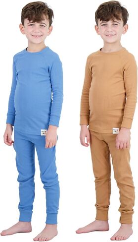 Sleep On It 4 Piece Rib Knit Pajama Sets for Boys and Girls - 100% Organic Cotton Soft and Comfortable Kids Sleepwear in Kuwait