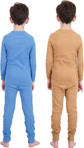 Sleep On It 4 Piece Rib Knit Pajama Sets for Boys and Girls - 100% Organic Cotton Soft and Comfortable Kids Sleepwear in Kuwait