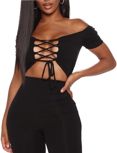 بدلة قفز نسائية صيفية مثيرة بأكمام قصيرة بدون أكتاف وأربطة من Azhong in Kuwait