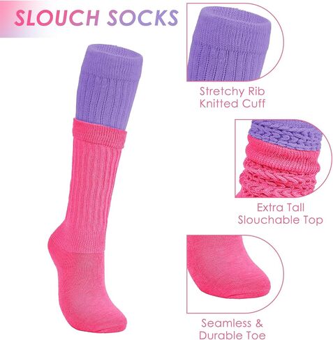 جوارب Zando Slouch النسائية الجوارب الثقيلة الناعمة اضافية طويلة الجوارب الشتوية الركبة عالية متماسكة التمهيد الجوارب 80s 90s الجوارب in Kuwait