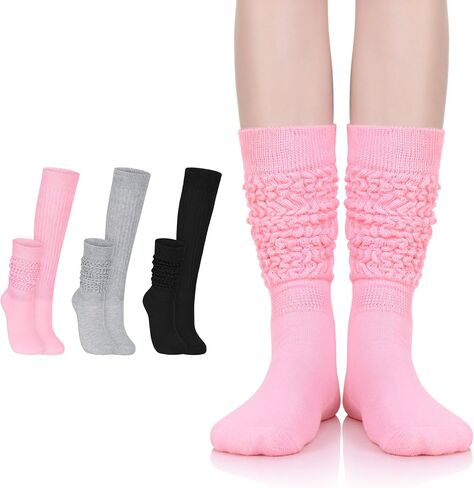 جوارب Zando Slouch النسائية الجوارب الثقيلة الناعمة اضافية طويلة الجوارب الشتوية الركبة عالية متماسكة التمهيد الجوارب 80s 90s الجوارب in Kuwait