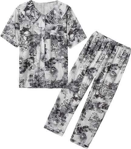 Hupohoi Big Girls Button Down Pajamas Short Sleeve Long Pants Sleepwear 2PCS Tie-Dye Patterns Cartoon Panda Nighty Loungewear in Kuwait