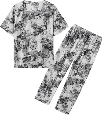 Hupohoi Big Girls Button Down Pajamas Short Sleeve Long Pants Sleepwear 2PCS Tie-Dye Patterns Cartoon Panda Nighty Loungewear in Kuwait