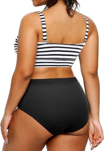 Tempt Me Women Plus Size High Waisted Bikini Bandeau Two Piece Swimsuit in Saudi Arabia