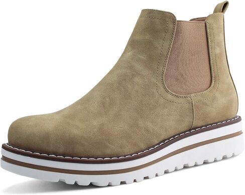 JABASIC Womens Chelsea Elastic Ankle Boots Waterproof Flat Boots in Saudi Arabia