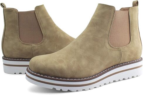 JABASIC Womens Chelsea Elastic Ankle Boots Waterproof Flat Boots in Saudi Arabia