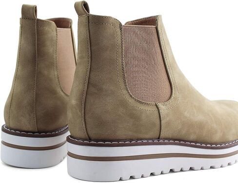 JABASIC Womens Chelsea Elastic Ankle Boots Waterproof Flat Boots in Saudi Arabia