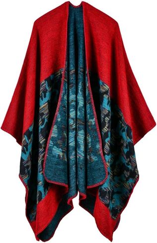 Bakerdani Women's Winter Wrap Blanket Poncho Cape Shawl Cardigans Sweater Coat in Kuwait