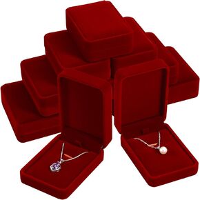 Hicarer Velvet Necklace Gift Boxes Wine Red Pendant Jewelry Gift Box Necklace Case for Necklace Pendant Packing, 3.94 x 2.75 x 1.37 Inches (4 Pieces)