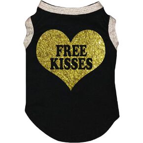 قميص Petitebella 'Free Kisses' Heart Puppy Dog (وردي فاقع، متوسط) in Kuwait