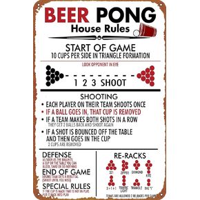 Beer Pong House Rules 8" x 12" Retro Metal Tin Vintage Wall Art Sign in Kuwait