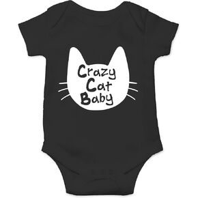 AW Fashions Crazy Cat Baby Baby Bodysuit Funny Cute Adorable Infant Romper Newborn Pet Lovers Clothing in Kuwait