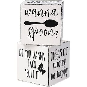 Lavender Inspired Set of 2 Bathroom Block Signs-Funny Bathroom Signs-Farmhouse Bathroom Decor-Hello Sweet Cheeks- Bathroom Decor for Shelf-Half Bath Decor-Restroom Signs-Sign-Housewarming Gifts in Kuwait