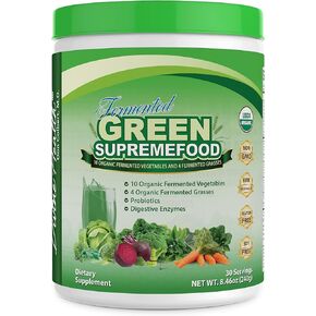 Divine Health Organic Fermented Green Supremefood - 10 Vegetables + 4 Grasses and Probiotics, Apple Cinnamon Flavor (30 Day Supply) in Kuwait