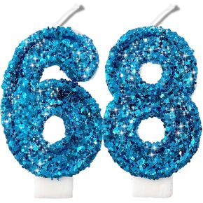 2.8" Pink Butterfly Glitter Number Candles-Many Colors 68th 86th Birthday Gifts Birthday Decorations Birthday Candles Numbers Happy Birthday Candles for Cake 2 Candle for Women for Men (Pink)