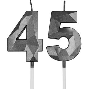 شموع عيد الميلاد الخامس والأربعين والرابع والخمسين للكيك، رقم ذهبي 45 54 شمعة ثلاثية الأبعاد على شكل ماسي لتزيين أعياد الميلاد ومستلزمات الحفلات للنساء والرجال in Saudi Arabia