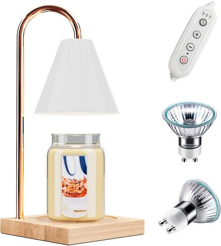 مصباح تدفئة الشموع، مصباح تدفئة كهربائي للشموع مع مؤقت، مصباح تدفئة شموع قابل للتعتيم لشموع الجرة مع لمبتين، مذيب كهربائي للرائحة، هدية للأم in Kuwait