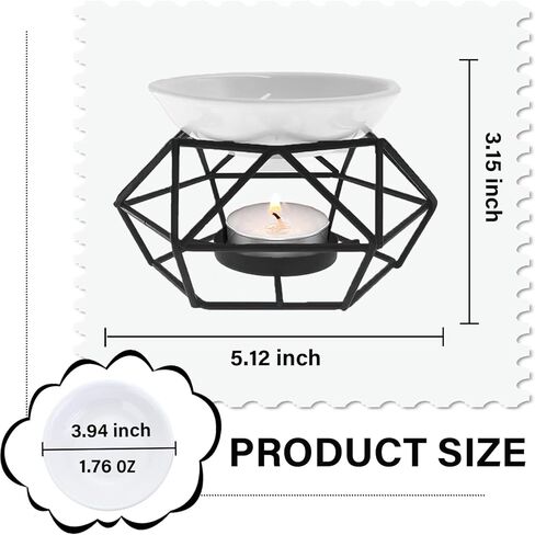 ALMOXVYE 4 Pcs Ceramic Tealight Candle Holder Oil Burner, Delicate Romantic Metal Wax Melt Warmer, Black Essential Oil Furnace Diffuser for Home, Bedroom, Decoration in Kuwait