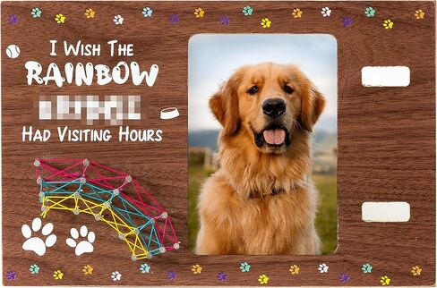 إطار صورة خشبي تذكاري للحيوانات الأليفة من Xqumoi مع تصميم ياقة، مقاس 10.16 سم × 15.24 سم، أتمنى أن يكون قوس قزح قد زار ساعات إطار الصورة مع سلسلة فنية ثلاثية الأبعاد لقوس قزح تذكارًا للحيوانات الأليفة، هدايا تذكارية لتعاطف فقدان الحيوانات الأليفة in Kuwait