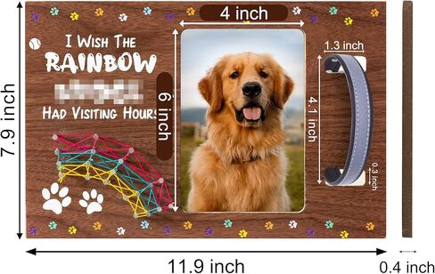 إطار صورة خشبي تذكاري للحيوانات الأليفة من Xqumoi مع تصميم ياقة، مقاس 10.16 سم × 15.24 سم، أتمنى أن يكون قوس قزح قد زار ساعات إطار الصورة مع سلسلة فنية ثلاثية الأبعاد لقوس قزح تذكارًا للحيوانات الأليفة، هدايا تذكارية لتعاطف فقدان الحيوانات الأليفة in Kuwait