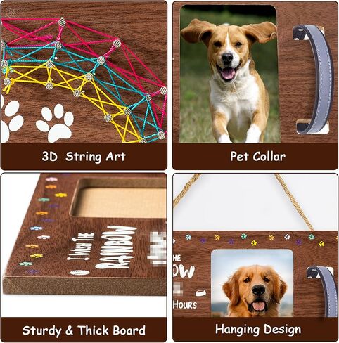 إطار صورة خشبي تذكاري للحيوانات الأليفة من Xqumoi مع تصميم ياقة، مقاس 10.16 سم × 15.24 سم، أتمنى أن يكون قوس قزح قد زار ساعات إطار الصورة مع سلسلة فنية ثلاثية الأبعاد لقوس قزح تذكارًا للحيوانات الأليفة، هدايا تذكارية لتعاطف فقدان الحيوانات الأليفة in Kuwait