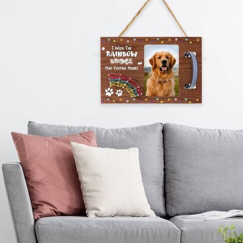 إطار صورة خشبي تذكاري للحيوانات الأليفة من Xqumoi مع تصميم ياقة، مقاس 10.16 سم × 15.24 سم، أتمنى أن يكون قوس قزح قد زار ساعات إطار الصورة مع سلسلة فنية ثلاثية الأبعاد لقوس قزح تذكارًا للحيوانات الأليفة، هدايا تذكارية لتعاطف فقدان الحيوانات الأليفة in Kuwait