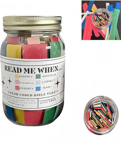 جرة FeBohao آيات الكتاب المقدس، جرة الكتاب المقدس للعواطف والمشاعر، بطاقات الصلاة آية الكتاب المقدس، مشفرة بالألوان، هدايا الجرار الزخرفية للنساء الرجال in Kuwait