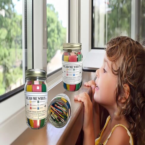 جرة FeBohao آيات الكتاب المقدس، جرة الكتاب المقدس للعواطف والمشاعر، بطاقات الصلاة آية الكتاب المقدس، مشفرة بالألوان، هدايا الجرار الزخرفية للنساء الرجال in Kuwait