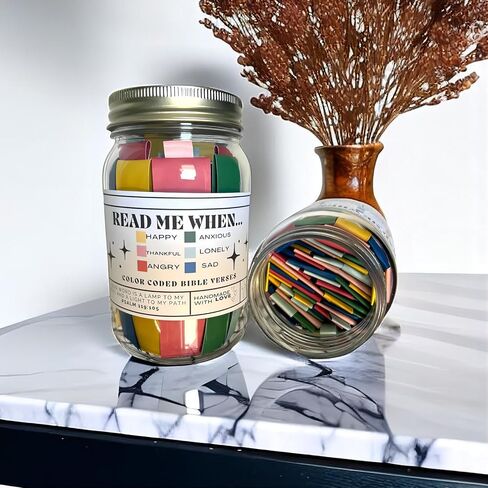 جرة FeBohao آيات الكتاب المقدس، جرة الكتاب المقدس للعواطف والمشاعر، بطاقات الصلاة آية الكتاب المقدس، مشفرة بالألوان، هدايا الجرار الزخرفية للنساء الرجال in Kuwait